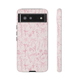 Pink Floral Bow Phone Case - Preppy Bows Protective Phone Cover for iPhone, Samsung, Pixel