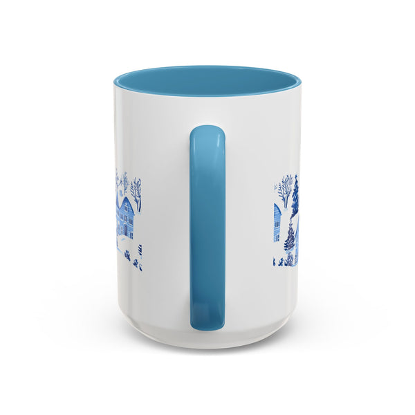 Blue Winter Village Art Mug - Holiday Christmas Cup Gift for Coffee, Tea, Hot Cocoa