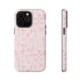 Pink Floral Bow Phone Case - Preppy Bows Protective Phone Cover for iPhone, Samsung, Pixel