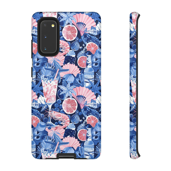 Beachy Blue Collage Phone Case - Trendy Navy Blue and Pink Aesthetic Protective Phone Cover for iPhone, Samsung, Pixel