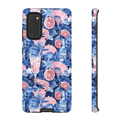 Beachy Blue Collage Phone Case - Trendy Navy Blue and Pink Aesthetic Protective Phone Cover for iPhone, Samsung, Pixel