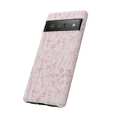 Pink Floral Bow Phone Case - Preppy Bows Protective Phone Cover for iPhone, Samsung, Pixel