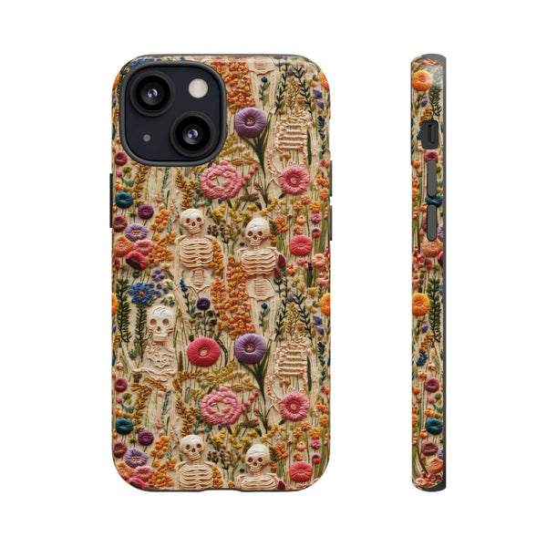 Skeletons in Bloom Garden 3D Aesthetic Phone Case for iPhone, Samsung, Pixel