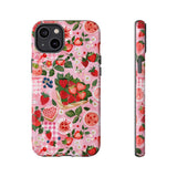 Strawberry Collage Phone Case - Pink Trendy Aesthetic Protective Phone Cover for iPhone, Samsung, Pixel