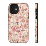 Pink Christmas Trees 3D Embroidery Phone Case for iPhone, Samsung, Pixel iPhone 12 / Matte
