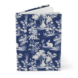 Rabbits in Woodland Blue Toile Journal - Hardcover Blank Lined Notebook