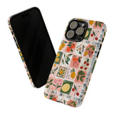 Fruit Stamps Collage Phone Case - Trendy Stickers Aesthetic Protective Phone Cover for iPhone, Samsung, Pixel