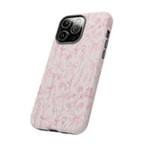 Pink Floral Bow Phone Case - Preppy Bows Protective Phone Cover for iPhone, Samsung, Pixel