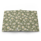Green Wildflower Daisy Journal - Hardcover Blank Lined Notebook
