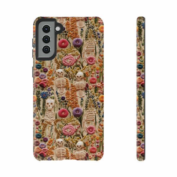 Skeletons in Bloom Garden 3D Aesthetic Phone Case for iPhone, Samsung, Pixel