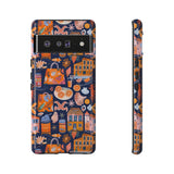 Citrus Coast Collage Phone Case - Blue Orange Trendy Coastal Art Protective Phone Cover for iPhone, Samsung, Pixel