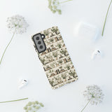 Bookshelf Phone Case - Neutral Beige Books and Plants Protective Cover for iPhone, Samsung, Pixel