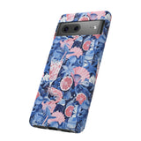 Beachy Blue Collage Phone Case - Trendy Navy Blue and Pink Aesthetic Protective Phone Cover for iPhone, Samsung, Pixel