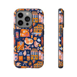 Citrus Coast Collage Phone Case - Blue Orange Trendy Coastal Art Protective Phone Cover for iPhone, Samsung, Pixel