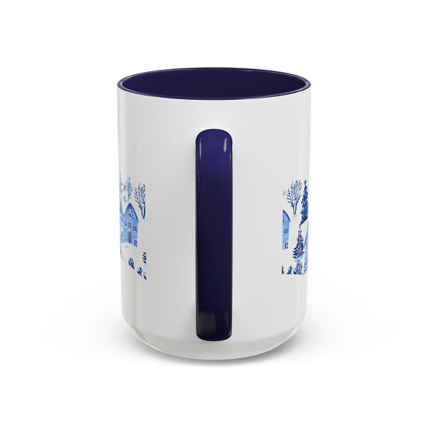 Blue Winter Village Art Mug - Holiday Christmas Cup Gift for Coffee, Tea, Hot Cocoa