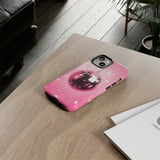 Disco Ball Phone Case - Pink Trendy Retro Mirror Ball Protective Phone Cover for iPhone, Samsung, Pixel