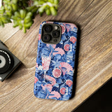 Beachy Blue Collage Phone Case - Trendy Navy Blue and Pink Aesthetic Protective Phone Cover for iPhone, Samsung, Pixel