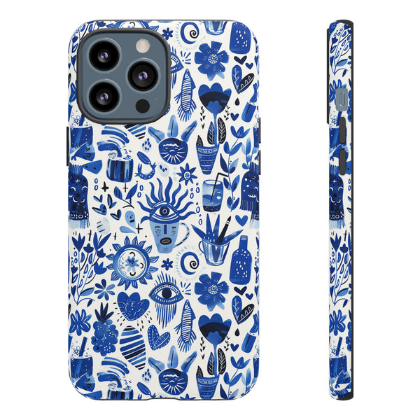 Blue State of Life Phone Case - Trendy Navy Blue Collage Protective Phone Cover for iPhone, Samsung, Pixel