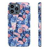 Beachy Blue Collage Phone Case - Trendy Navy Blue and Pink Aesthetic Protective Phone Cover for iPhone, Samsung, Pixel