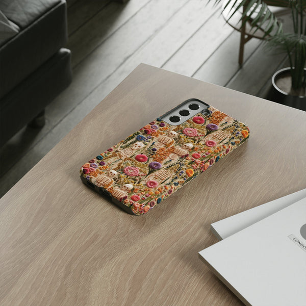 Skeletons in Bloom Garden 3D Aesthetic Phone Case for iPhone, Samsung, Pixel
