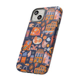 Citrus Coast Collage Phone Case - Blue Orange Trendy Coastal Art Protective Phone Cover for iPhone, Samsung, Pixel