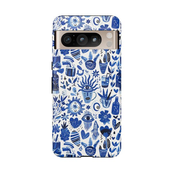 Blue State of Life Phone Case - Trendy Navy Blue Collage Protective Phone Cover for iPhone, Samsung, Pixel