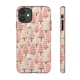 Pink Christmas Trees 3D Embroidery Phone Case for iPhone, Samsung, Pixel iPhone 11 / Glossy