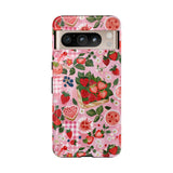 Strawberry Collage Phone Case - Pink Trendy Aesthetic Protective Phone Cover for iPhone, Samsung, Pixel