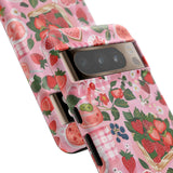 Strawberry Collage Phone Case - Pink Trendy Aesthetic Protective Phone Cover for iPhone, Samsung, Pixel