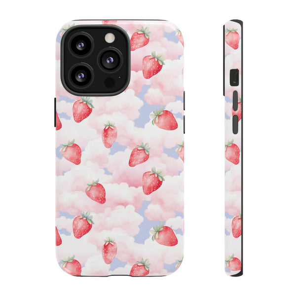 Dreamy Strawberry Cloud Phone Case - Pretty Pink Sky Protective Phone Cover for iPhone, Samsung, Pixel