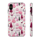 Pink Winter Woodland Aesthetic Embroidery Phone Case for iPhone, Samsung, Pixel iPhone XS MAX / Glossy