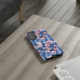 Beachy Blue Collage Phone Case - Trendy Navy Blue and Pink Aesthetic Protective Phone Cover for iPhone, Samsung, Pixel