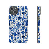 Blue State of Life Phone Case - Trendy Navy Blue Collage Protective Phone Cover for iPhone, Samsung, Pixel