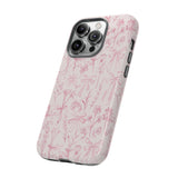 Pink Floral Bow Phone Case - Preppy Bows Protective Phone Cover for iPhone, Samsung, Pixel