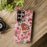 Strawberry Collage Phone Case - Pink Trendy Aesthetic Protective Phone Cover for iPhone, Samsung, Pixel