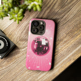 Disco Ball Phone Case - Pink Trendy Retro Mirror Ball Protective Phone Cover for iPhone, Samsung, Pixel