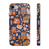 Citrus Coast Collage Phone Case - Blue Orange Trendy Coastal Art Protective Phone Cover for iPhone, Samsung, Pixel