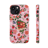 Strawberry Collage Phone Case - Pink Trendy Aesthetic Protective Phone Cover for iPhone, Samsung, Pixel