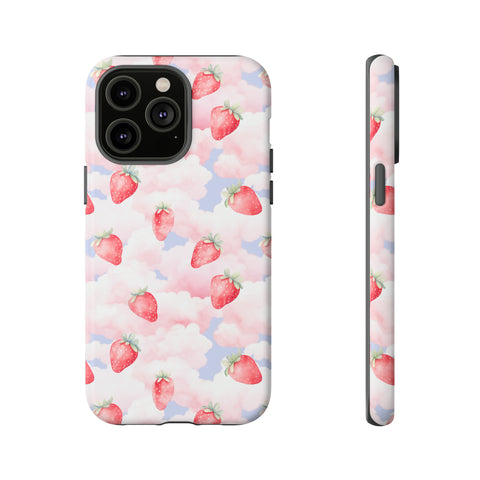 Dreamy Strawberry Cloud Phone Case - Pretty Pink Sky Protective Phone Cover for iPhone, Samsung, Pixel