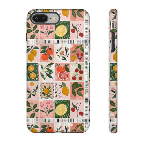 Fruit Stamps Collage Phone Case - Trendy Stickers Aesthetic Protective Phone Cover for iPhone, Samsung, Pixel
