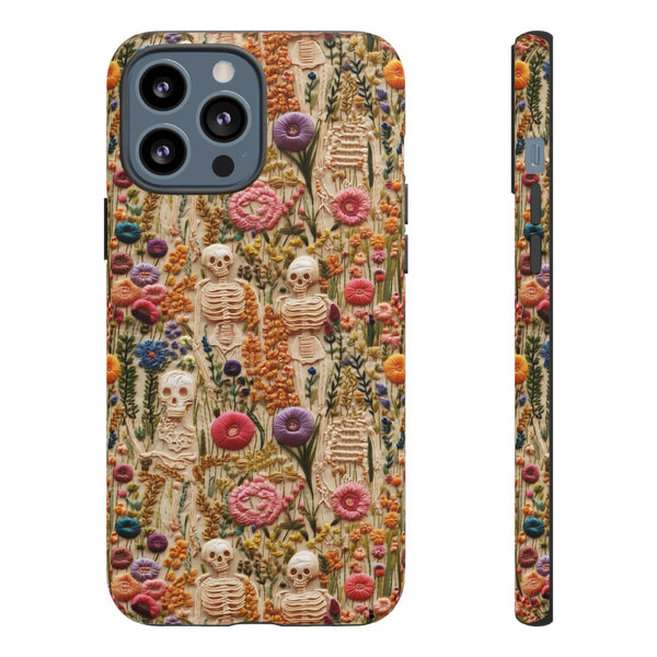 Skeletons in Bloom Garden 3D Aesthetic Phone Case for iPhone, Samsung, Pixel