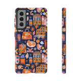 Citrus Coast Collage Phone Case - Blue Orange Trendy Coastal Art Protective Phone Cover for iPhone, Samsung, Pixel