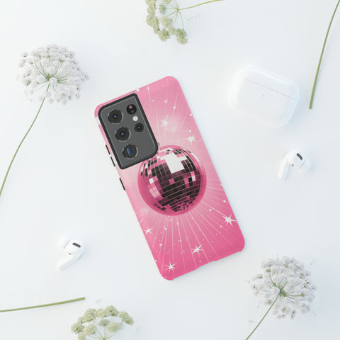 Disco Ball Phone Case - Pink Trendy Retro Mirror Ball Protective Phone Cover for iPhone, Samsung, Pixel