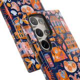 Citrus Coast Collage Phone Case - Blue Orange Trendy Coastal Art Protective Phone Cover for iPhone, Samsung, Pixel