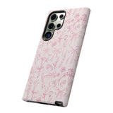 Pink Floral Bow Phone Case - Preppy Bows Protective Phone Cover for iPhone, Samsung, Pixel