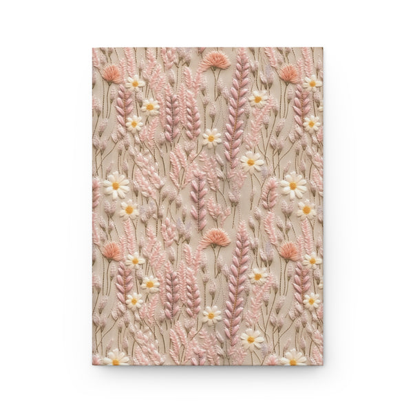 Rosy Meadow Pink Wildflower Journal - Hardcover Blank Lined Notebook