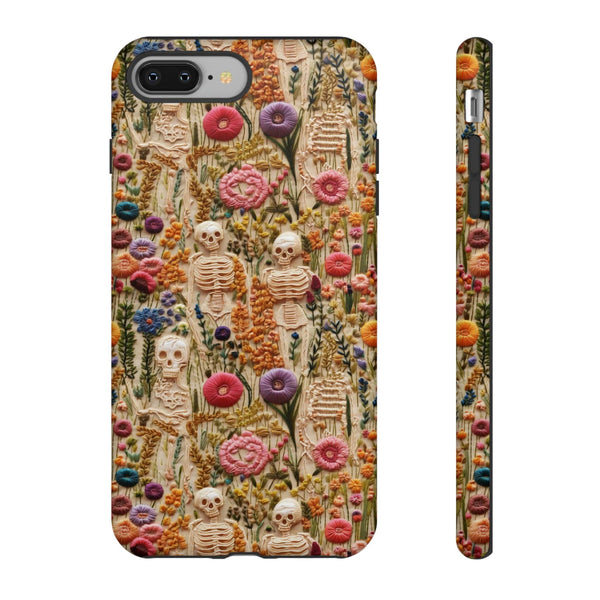Skeletons in Bloom Garden 3D Aesthetic Phone Case for iPhone, Samsung, Pixel