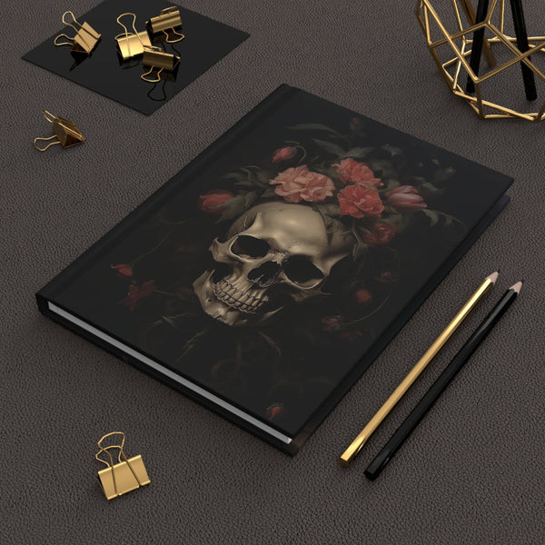Dark Academia Floral Skull Aesthetic Notebook