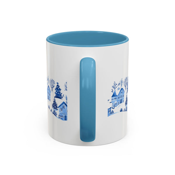 Blue Winter Village Art Mug - Holiday Christmas Cup Gift for Coffee, Tea, Hot Cocoa
