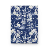 Rabbits in Woodland Blue Toile Journal - Hardcover Blank Lined Notebook